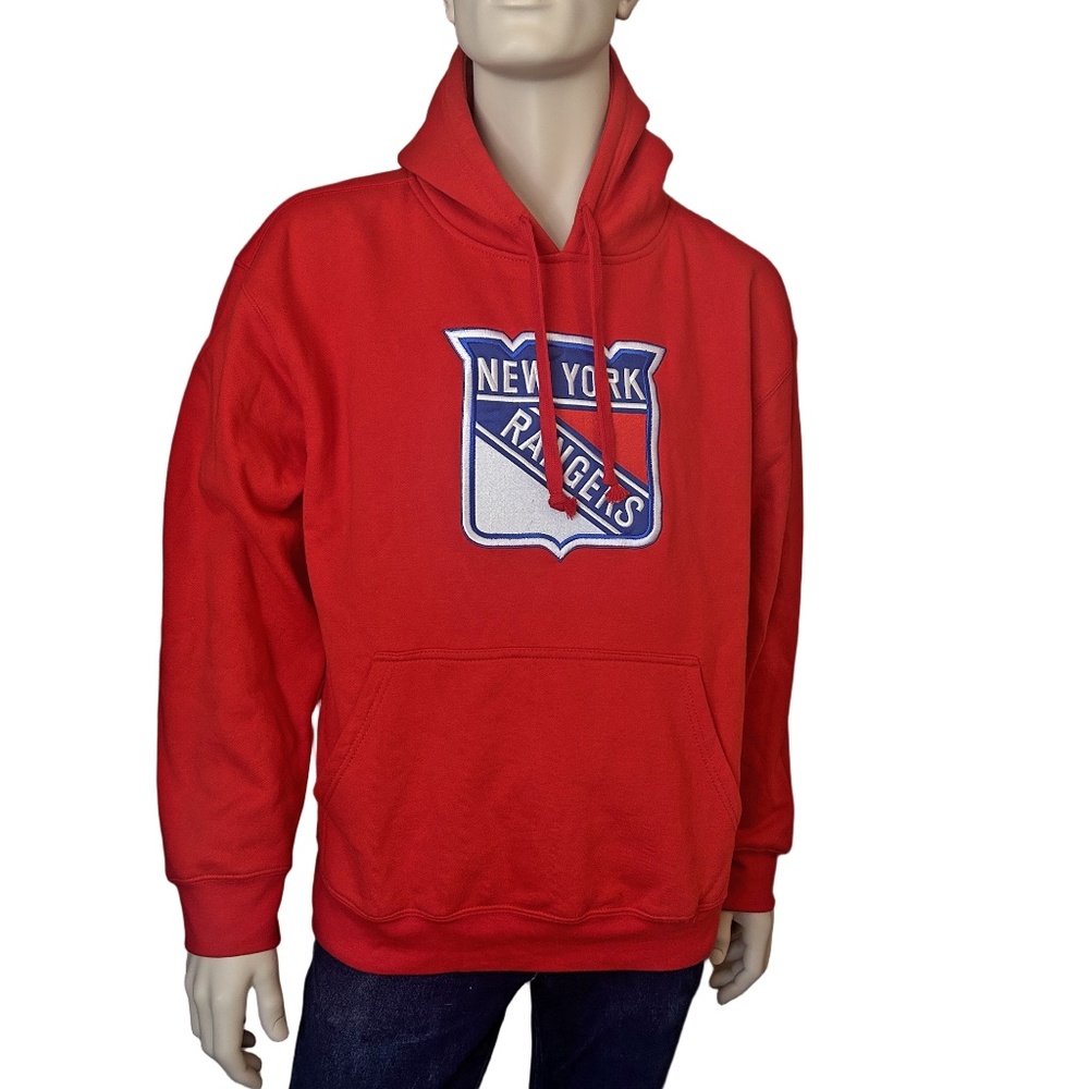 NHL New York Rangers Fleece Hoodie Sweatshirt Fan Cotton Embroidered Crest NWT - Picture 2 of 13